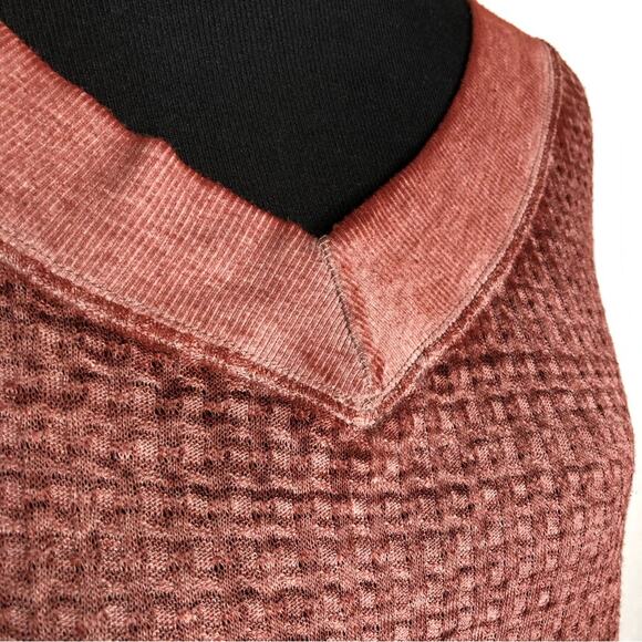 We the Free wash out maroon waffle knit balloon sleeve top size Extra Small XS - Picture 6 of 14